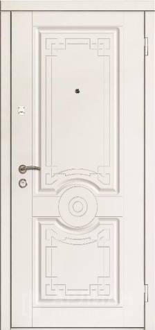 Фото «Белая металлическая дверь с золотой фурнитурой №513»